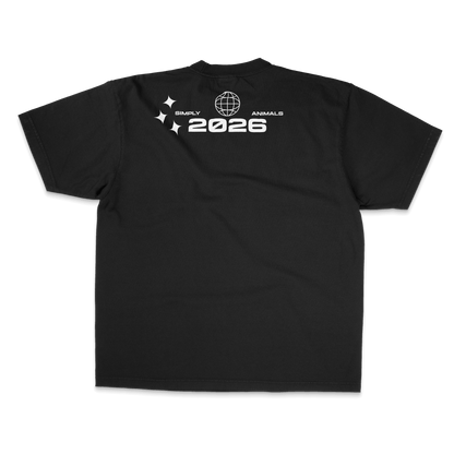 Back view of a black SLEEPY Tee with unique design features, oversized fit, and 100% Cotton material.