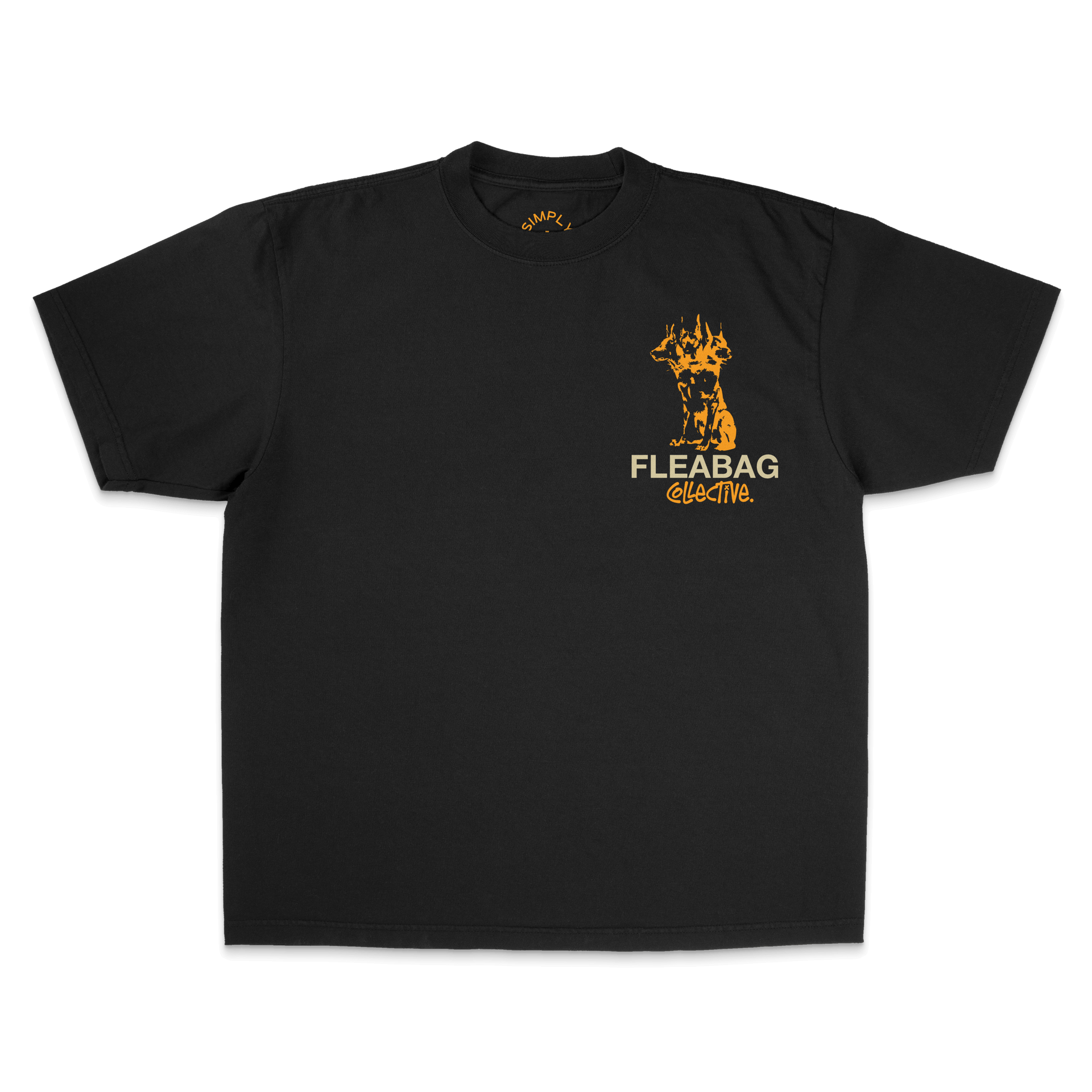Doberman Study Tee in black, oversized fit, 100% Cotton, featuring FLEABAG graphic on front.