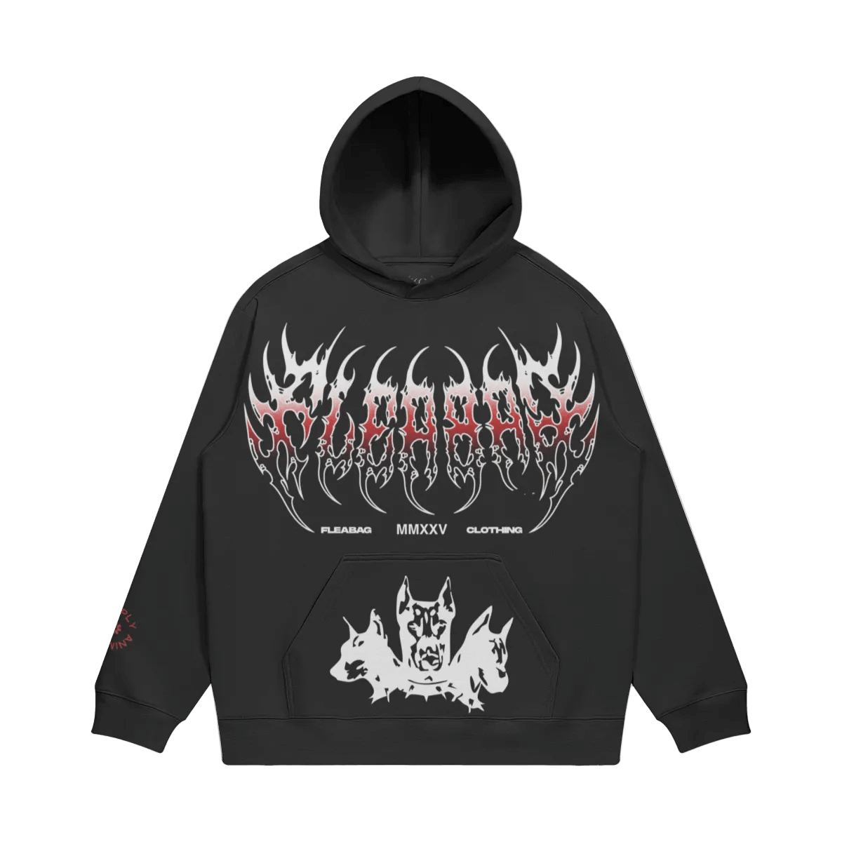 Metal Logo Hoodie featuring a bold graphic design, oversized fit, and crafted from 100% cotton for comfort.
