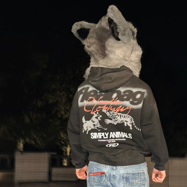 Swiper Distressed Hoodie back worn by fursuiter Moss