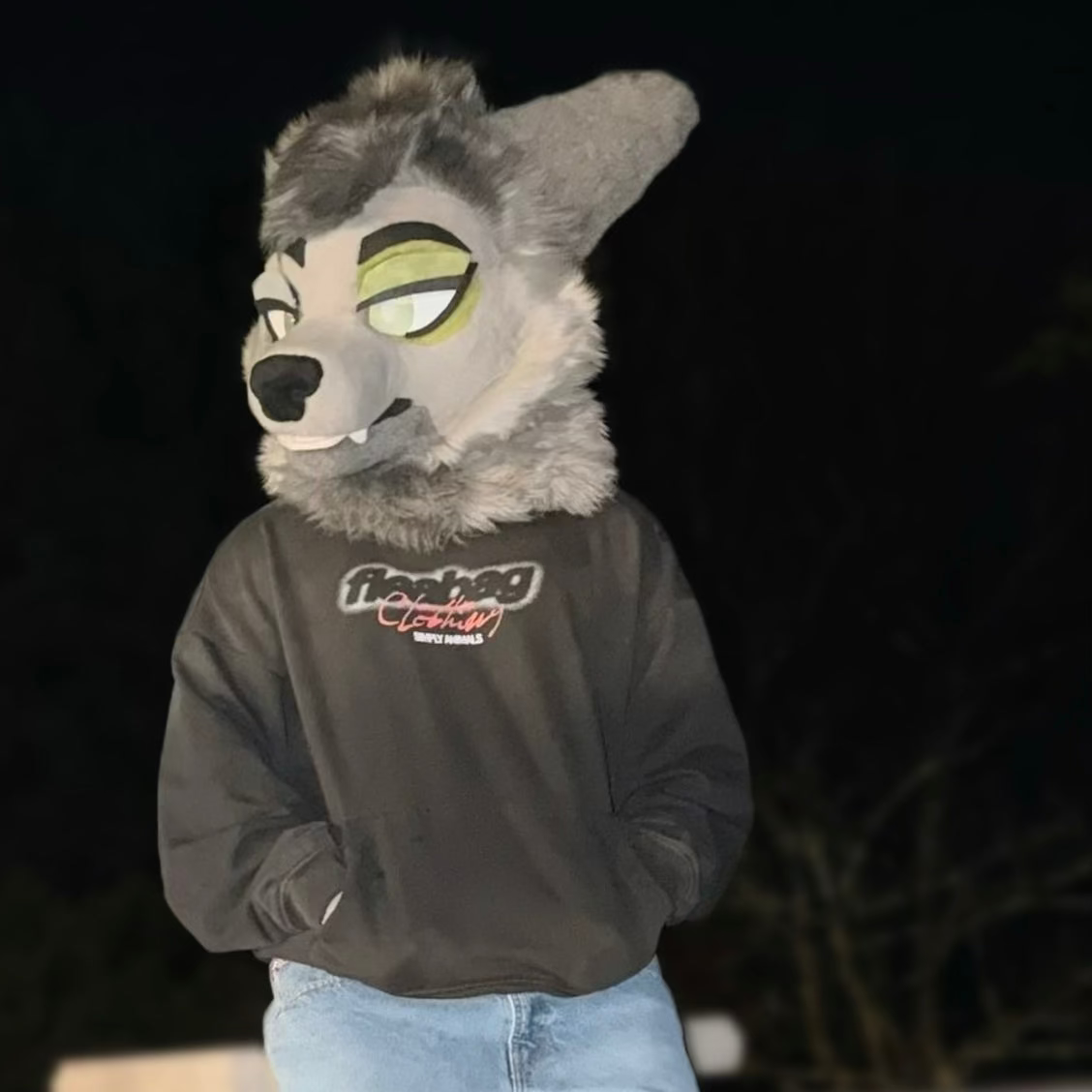 Swiper Distressed Hoodie front worn by fursuiter Moss