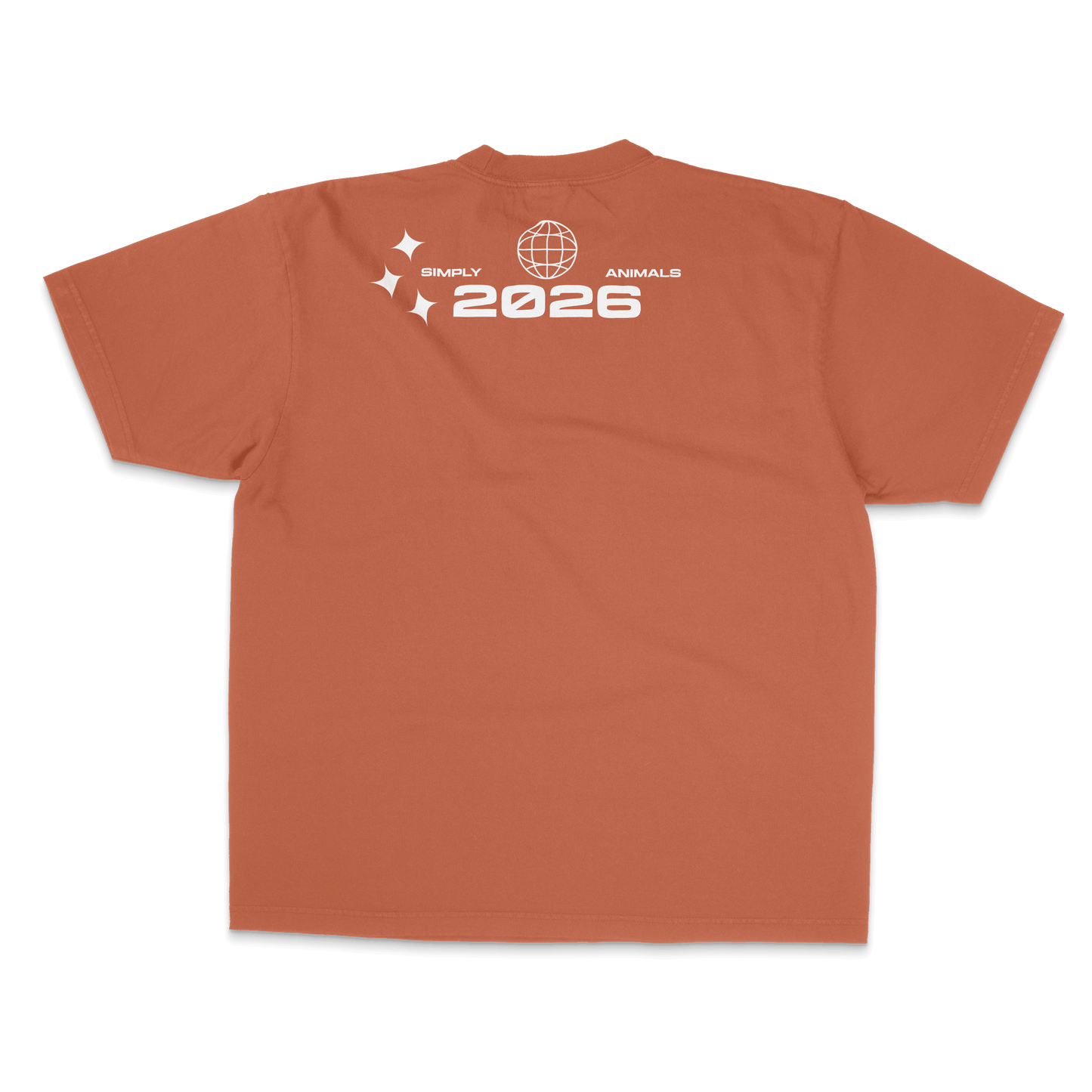 SLEEPY Tee back view in rust color featuring 2026 graphic, boxy fit with relaxed feel, 100% Cotton.